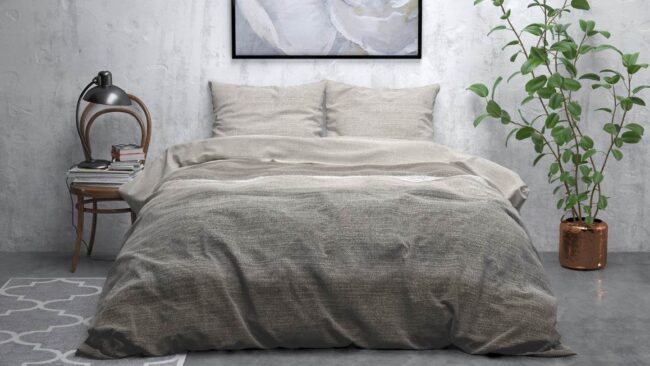 Sleeptime Stone Stripe flanel dekbedovertrek - Afbeelding 2